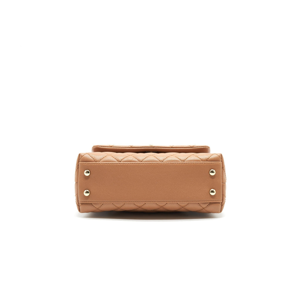 Chanel Mini Coco Handle Flap Bag 21p Caramel L