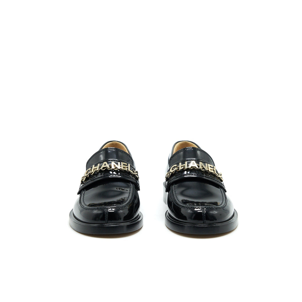Chanel Size 37 Leather Loafer Black