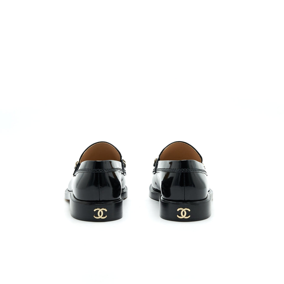 Chanel Size 37 Leather Loafer Black