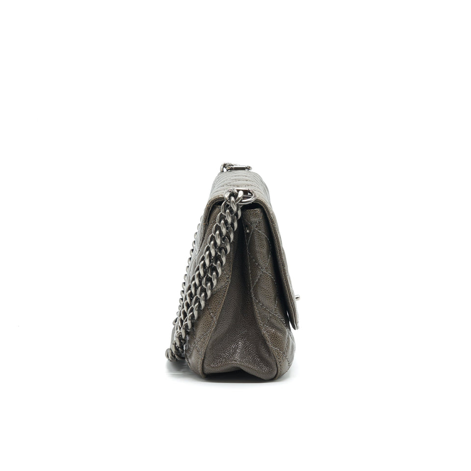 Chanel Seasonal Jumbo Caviar Flap Bag Grey with Ruthenium Hardware