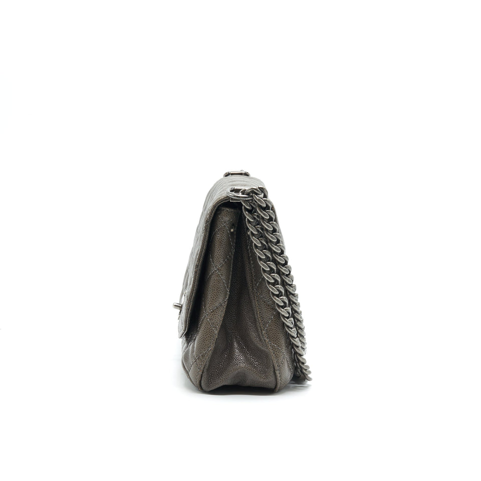 Chanel Seasonal Jumbo Caviar Flap Bag Grey with Ruthenium Hardware