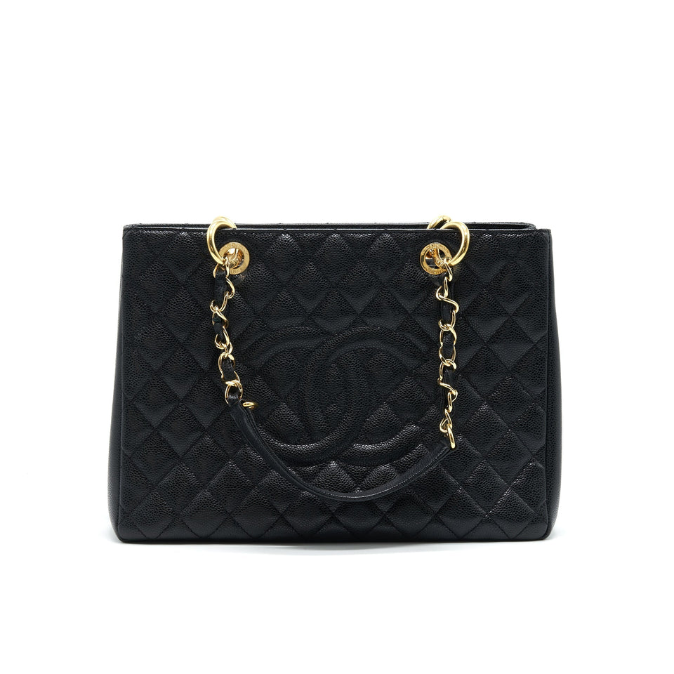 Chanel Grant Shopping Tote Bag GST Black Caviar