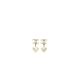 Chanel CC Logo/Heart Drop Earring Light Gold Tone