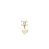 Chanel CC Logo/Heart Drop Earring Light Gold Tone