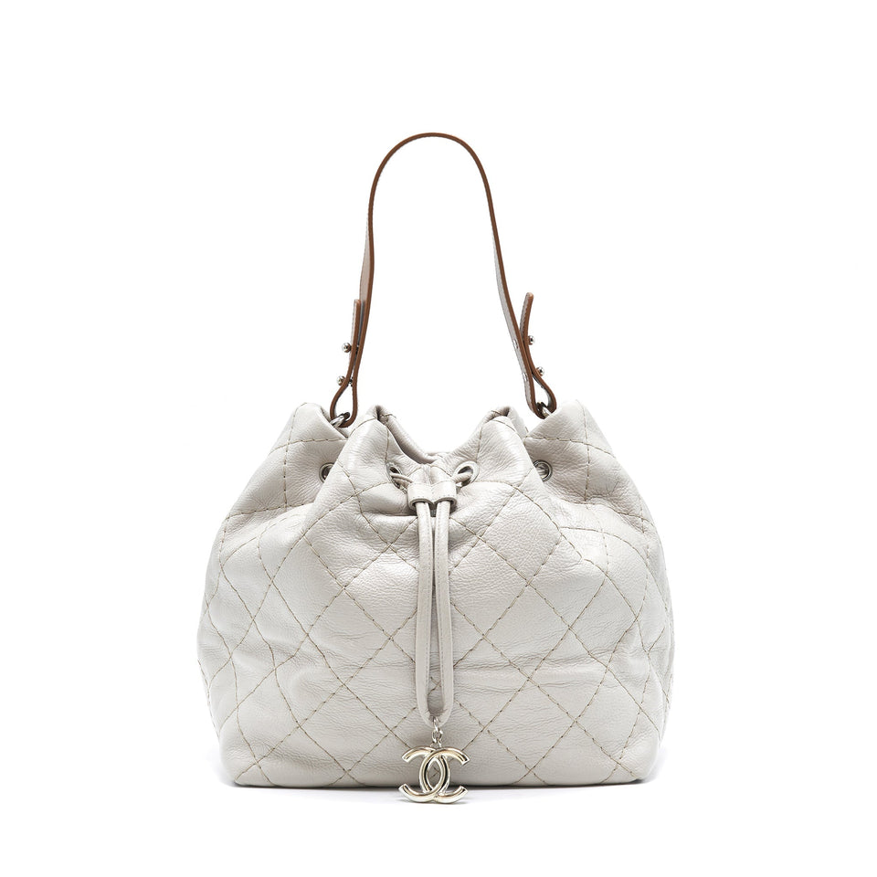 Chanel Caviar Bucket Tote Bag Grey  Serial15