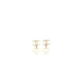 Chanel CC Logo/Heart Drop Earring Light Gold Tone