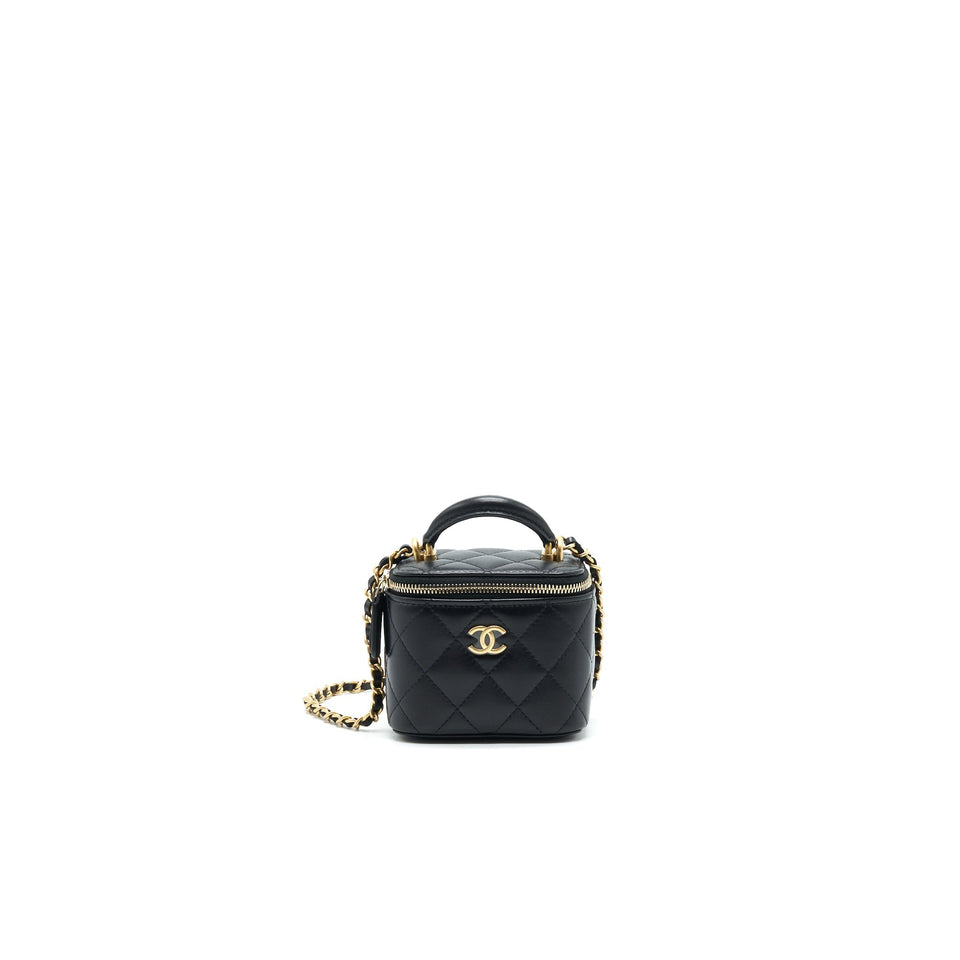 Chanel 21A Top Handle Vanity with Chain Black