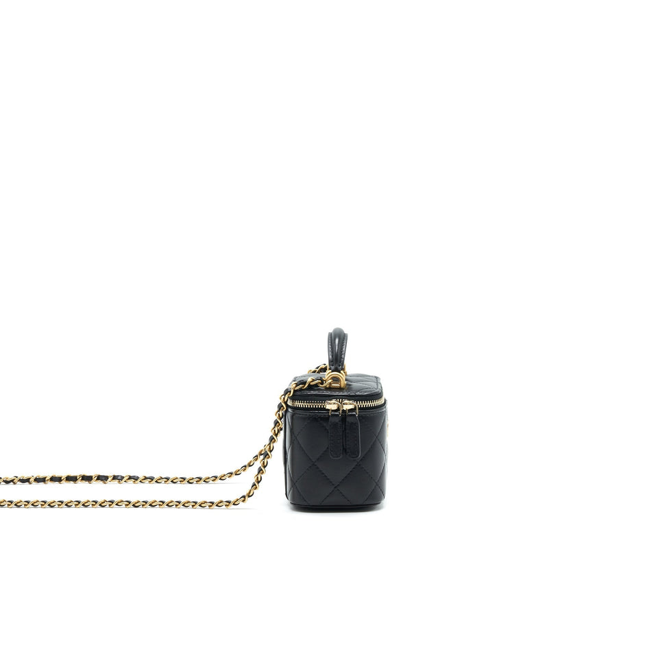 Chanel 21A Top Handle Vanity with Chain Black