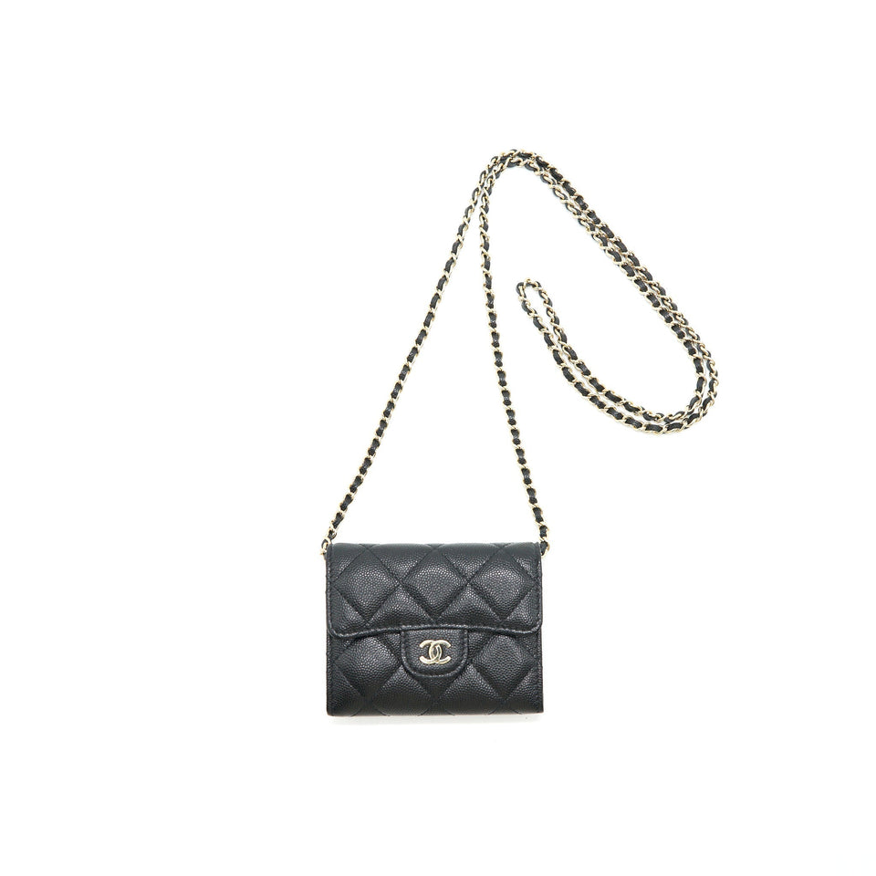 Chanel Classic  Holder with Chain black L Serial 30