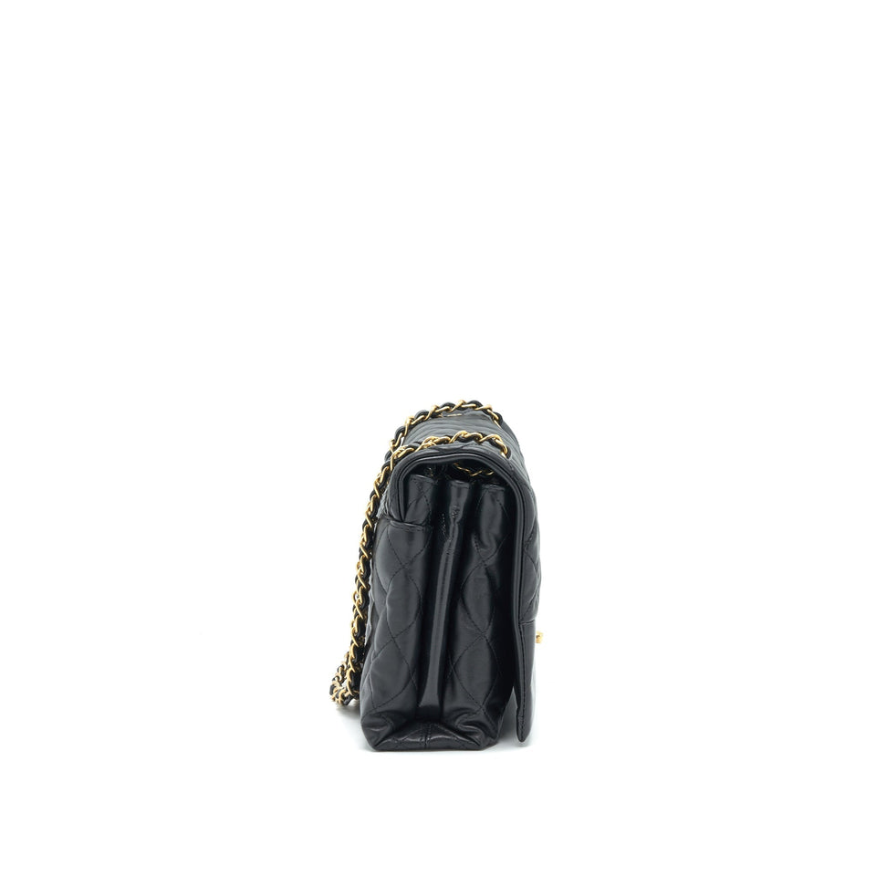Chanel Large Single Flap Bag Calfskin  Black