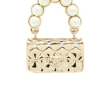 Chanel Pearl And Bag Earring Light Gold Tone