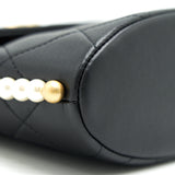 Chanel Small Hobo Bag With Pearls Black Calfskin