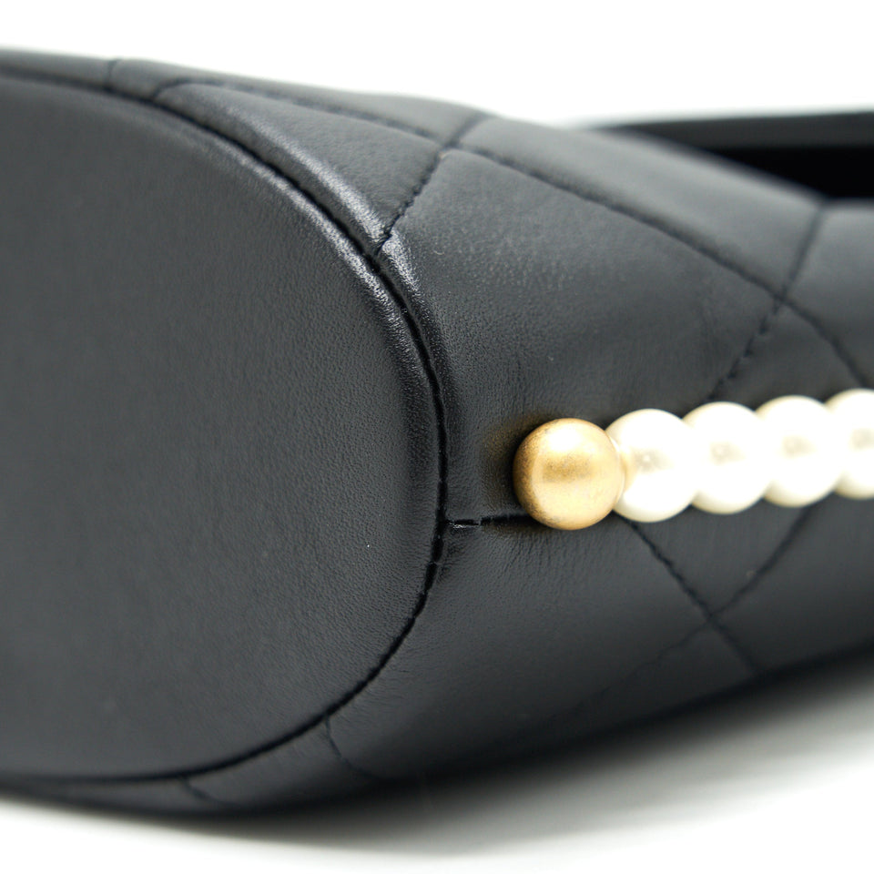Chanel Small Hobo Bag With Pearls Black Calfskin