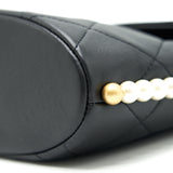 Chanel Small Hobo Bag With Pearls Black Calfskin