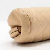 Chanel timeless kisslock clutch caviar beige
