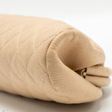 Chanel timeless kisslock clutch caviar beige