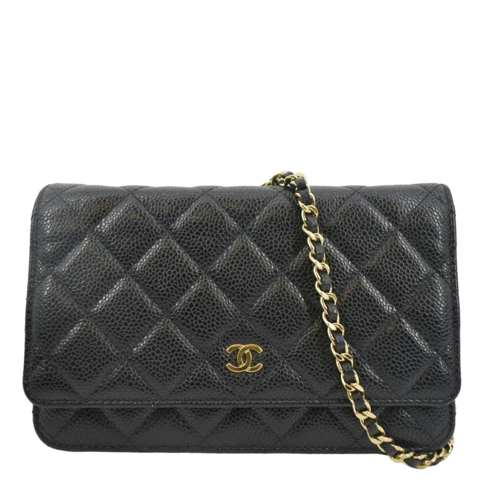 Chanel Woc Caviar Leather Wallet On Chain Clutch Bag Black