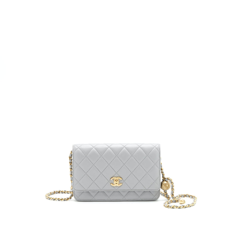 Chanel 21B Pearl Crush Wallet On Chain Grey