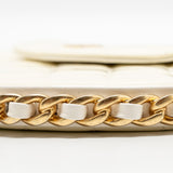 Chanel round clutch patent leather white  (microchip)