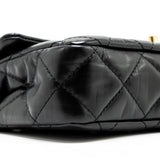 Chanel 23A quilted flap clutch calfskin black L (microchip)