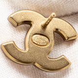 Chanel CC Logo Earrings Crystal Gold Tone