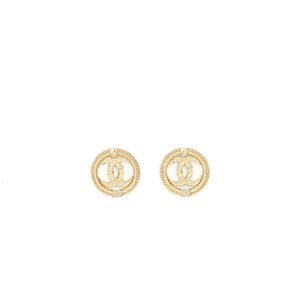 Chanel Round CC Logo Crystal and Pearl Earrings