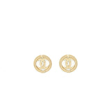 Chanel Round CC Logo Crystal and Pearl Earrings