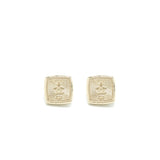 Chanel Cube CC Earrings Light Gold Tone