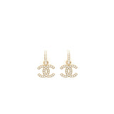 Chanel CC logo With Pearl Drop Earrings