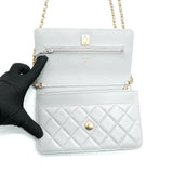 Chanel 21B Pearl Crush Wallet On Chain Grey