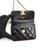 Chanel 21A Flap Coin Purse with chain Calfskin black