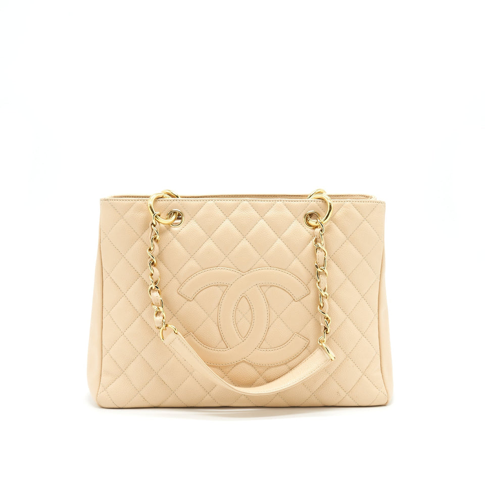 Chanel CAVIAR GRAND SHOPPING TOTE GST IN BEIGE