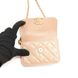 Chanel 21A Flap Coin Purse with Chain beige