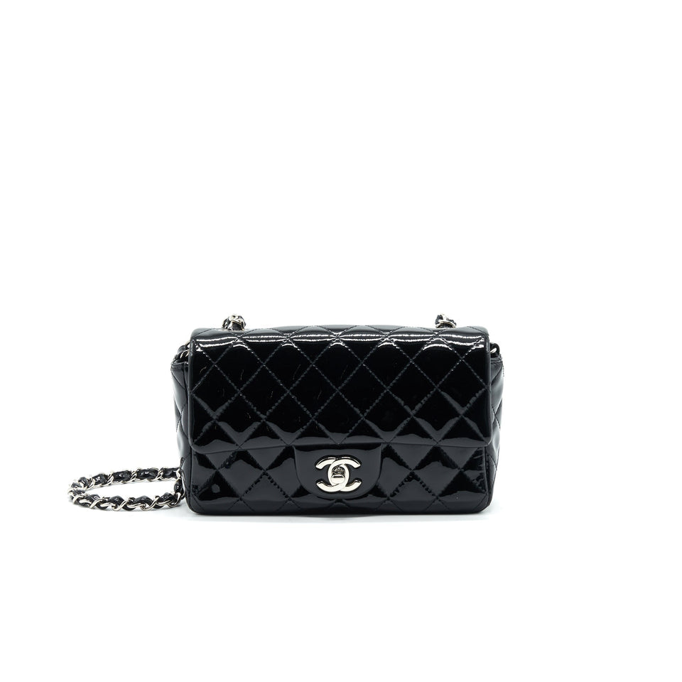 Chanel Mini Rectangular Flap bag Patent Leather Black