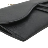 Christian Dior Long Saddle Leather Crossbody Chain Wallet Black