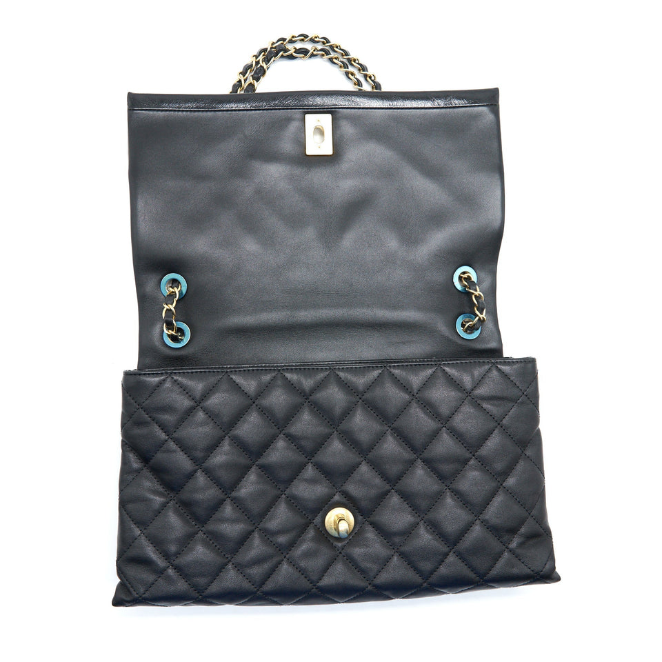 Chanel Large Single Flap Bag Calfskin  Black