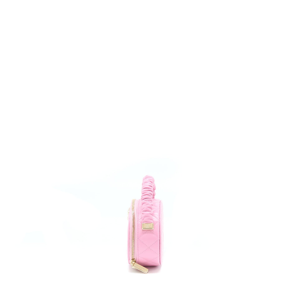 Chanel 22S Top Handle Mini Round Vanity Clutch Lambskin Pink L