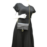 Christian Dior Long Saddle Leather Crossbody Chain Wallet Black