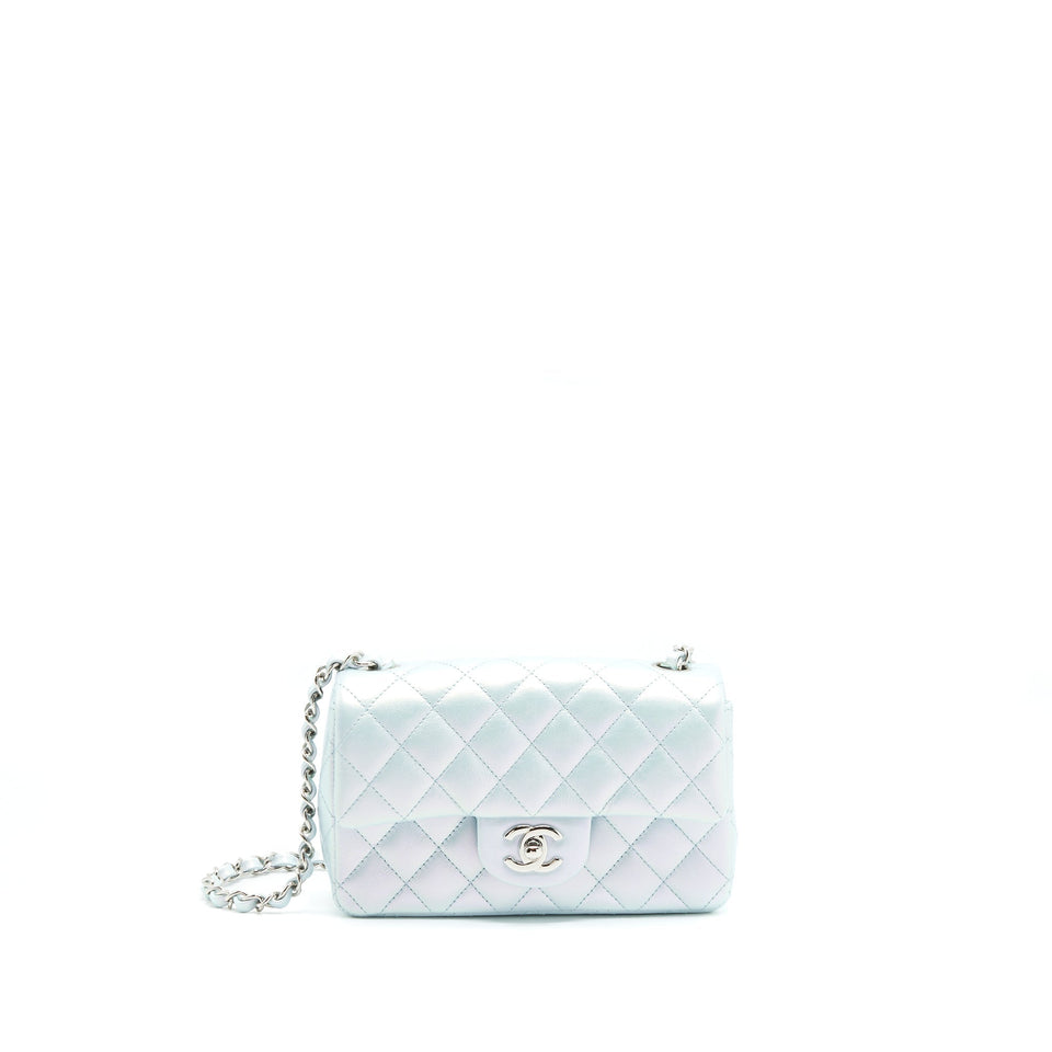 Chanel 21K Iridescent Baby Blue Mini Rectangular