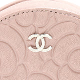 Chanel Round Clutch With Chain Camellia Calfskin Nude Pink