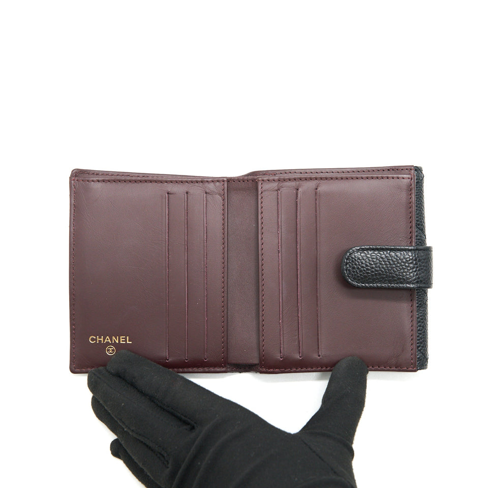 Chanel Quilted Caviar Small Wallet Black