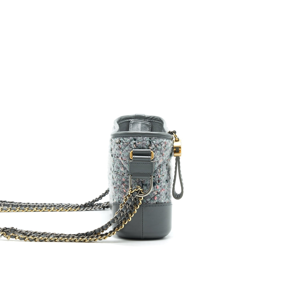 Chanel Small Tweed Gabrielle Hobo Bag Grey
