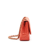 Chanel CLASSIC SINGLE FLAP JUMBO BAG ORANGE LAMBSKIN
