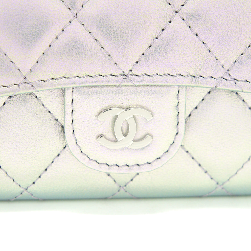 Chanel 21K Iridescent Grey Flap  Holder