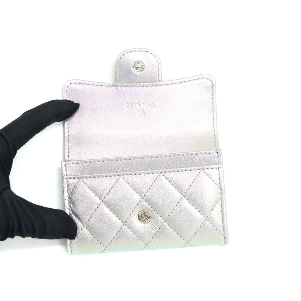 Chanel 21K Iridescent Grey Flap  Holder