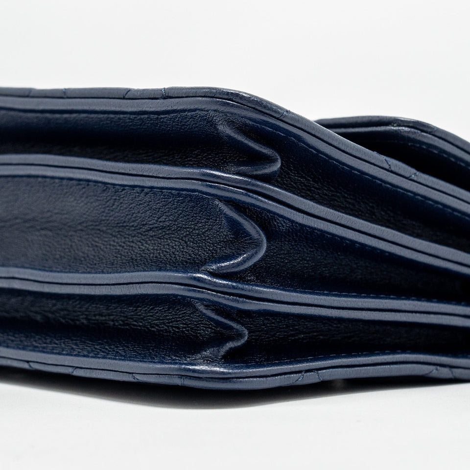 Chanel top handle mini flap Clutch Lambskin Navy L (microchip)