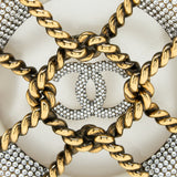 Chanel Runway White Crystal Round Evening Clutch Shoulder Bag Box