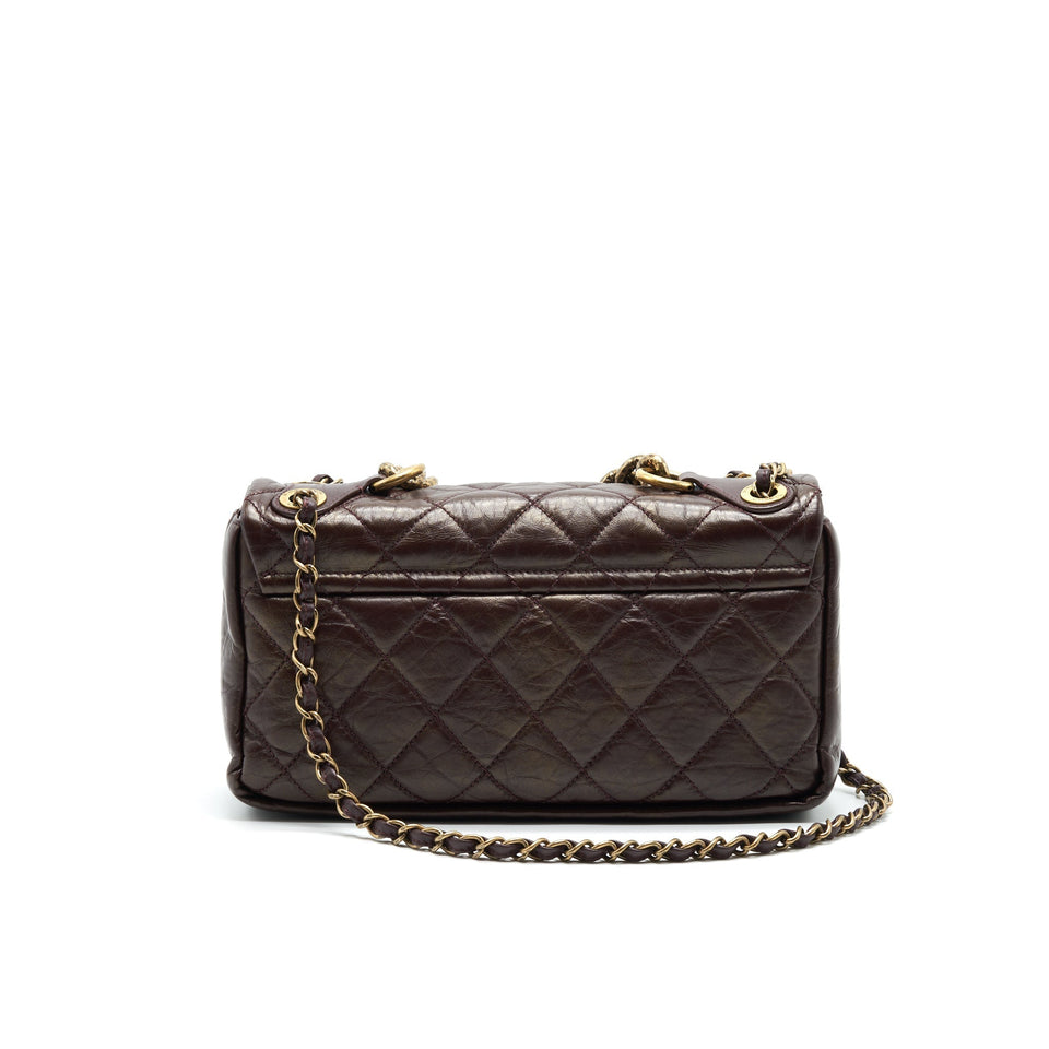 Chanel Calfskin Flap Bag with Chain Burgundy