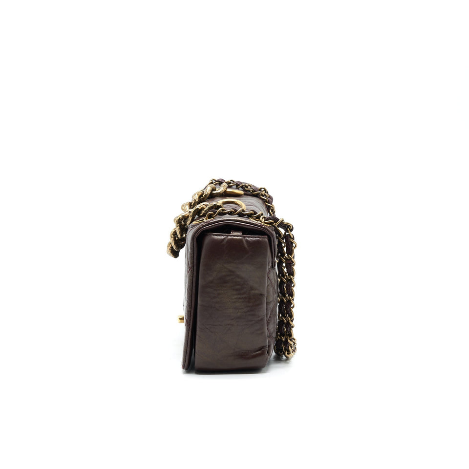 Chanel Calfskin Flap Bag with Chain Burgundy