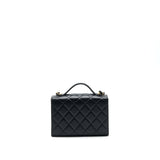 Chanel 21K Gold Metal Mini Flap Bag With Handle Black